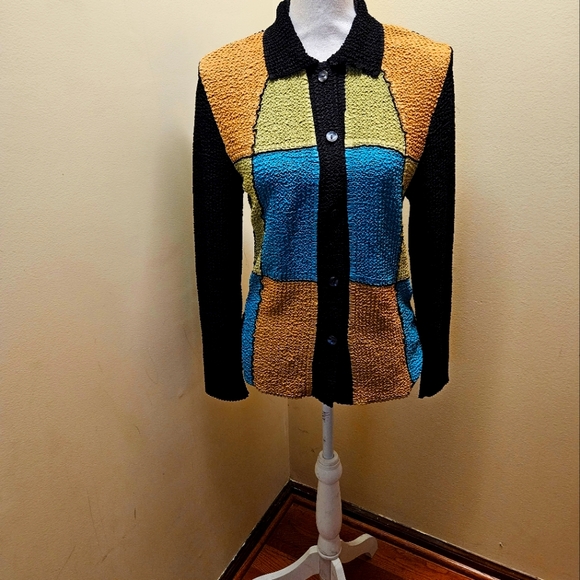Pleats Collection By Pings Import, Inc | Sweaters | Colorblock Cardigan ...